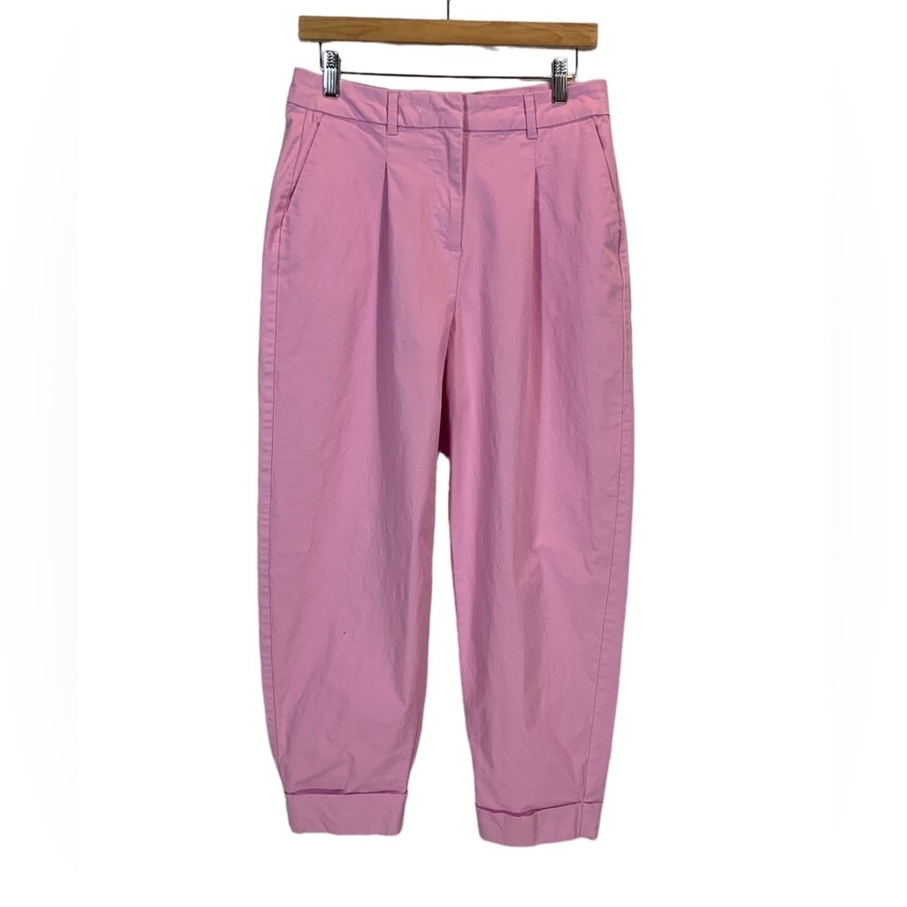 Vero Moda Rolled Cuff Relaxed Fit Pleated Front Barrel Pant - Pink - size M / 32